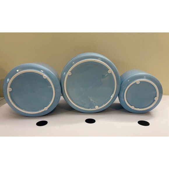 Ceramic Flower Succulent Planter Pots w/ Attached Saucer, Set of 3, Blue - Picture 4 of 10